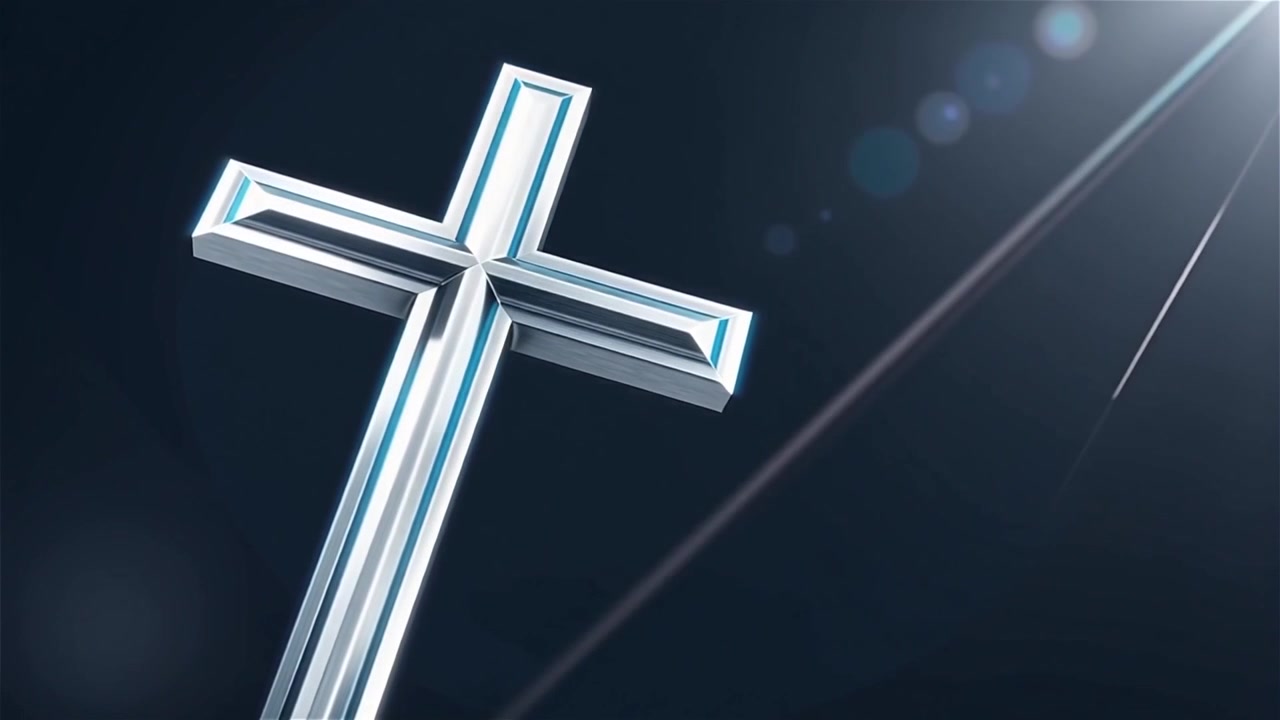 Croce Cristiana Luce Celestiale Sfondo per il Culto.