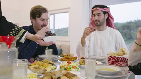 family having dates during ramadan dinner or iftar