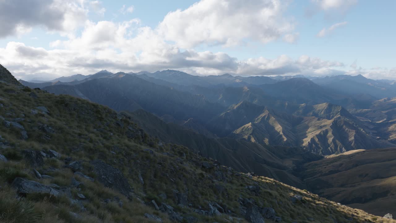 View of mountains and landscape on a sunny summer day at Ben Lomond, Queenstown, New Zealand
