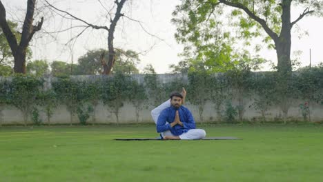 Indian-man-preparing-for-yoga-competition