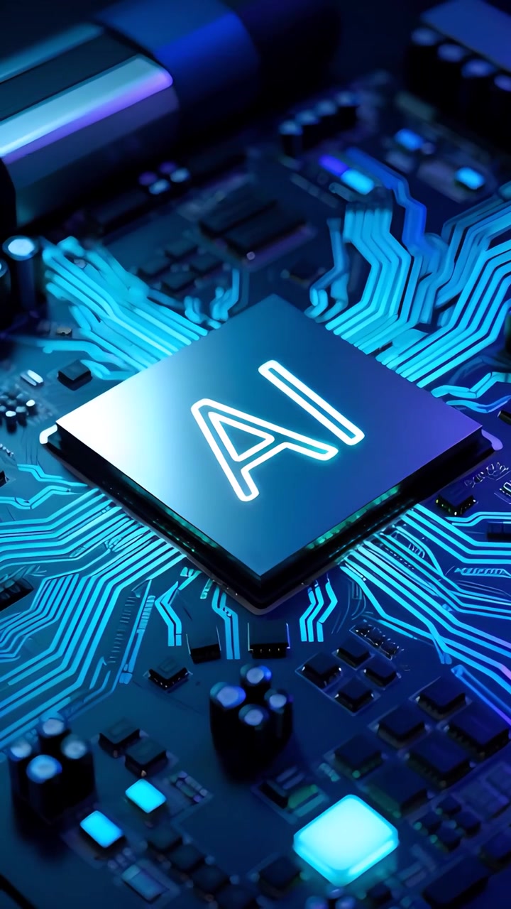 Futuristic AI Chip Motherboard Technology Background 4K