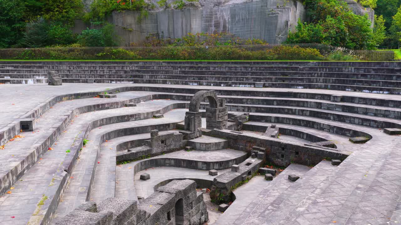 Negative Mound Stone Arch in former quarry park, Ishiyama Green Space Hokkaido, Japan