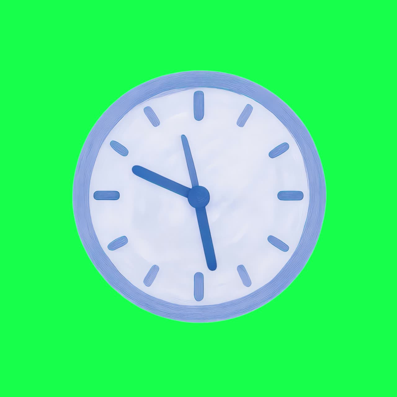 Blue clock animation, transparent 4K video, green screen