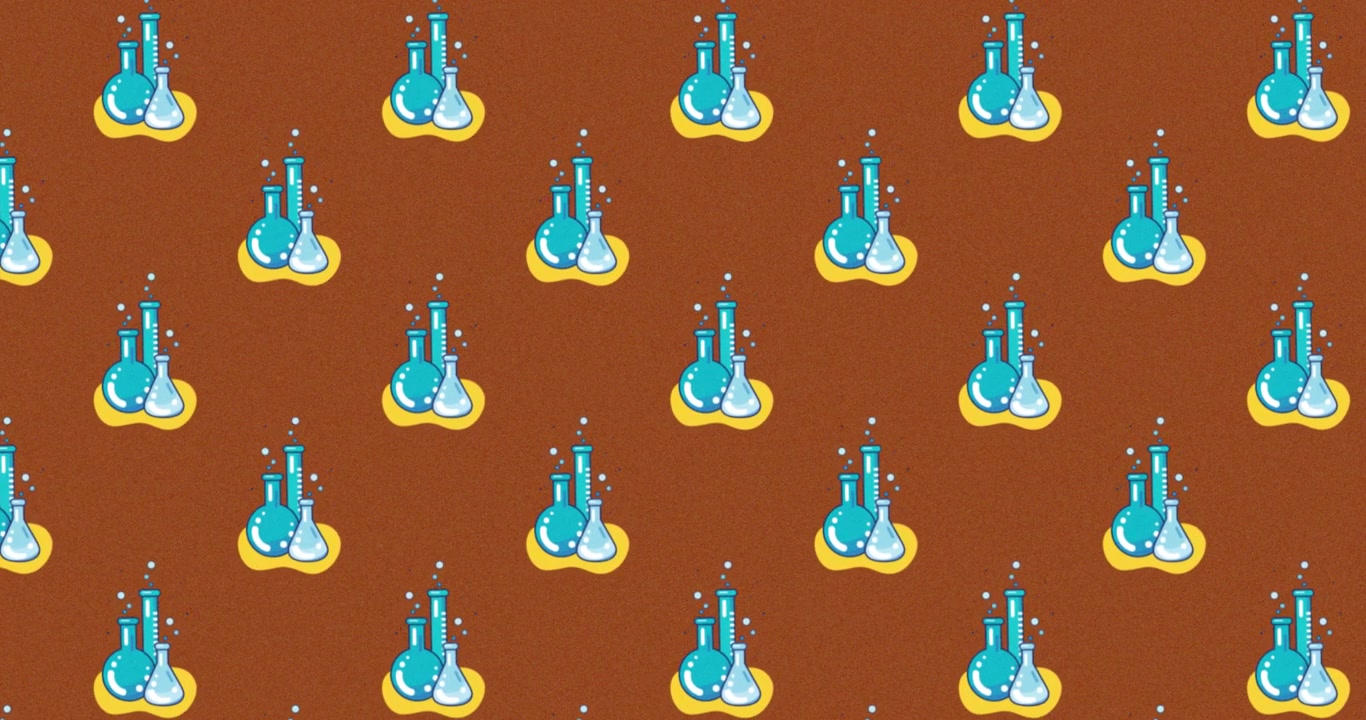 Animation of several scientific equipment moving on a brown background