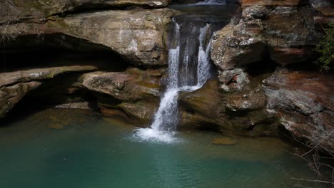 waterfall at old man's cave in the hocking hills, ohio