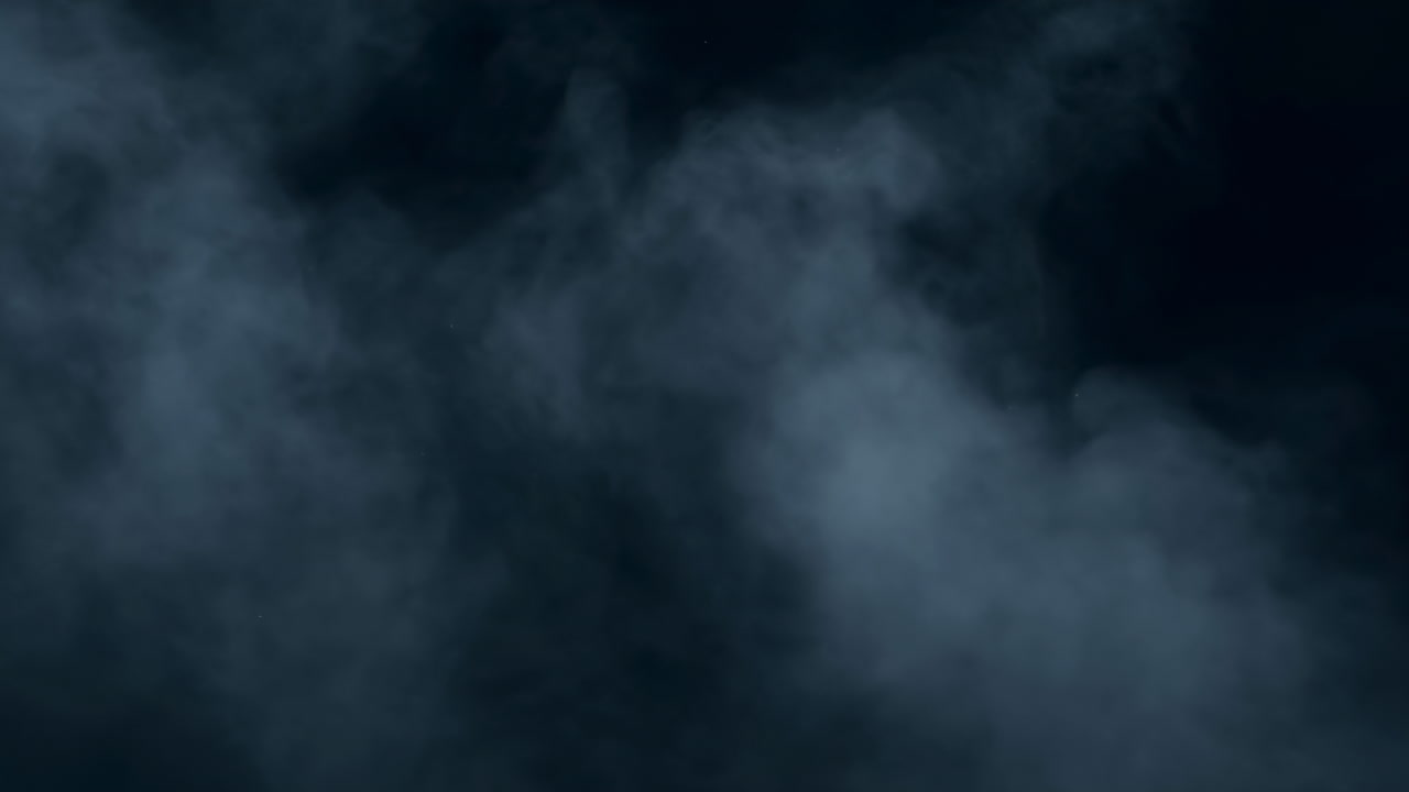 Dark Blue Smoke Drifting Across Scene, Low Light Mist Curling Over Empty Stage, Deep Shadows And Moody Texture