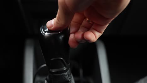 Hand-Shifting-Gears-on-Manual-Gearbox-Car,-Isolated-Action