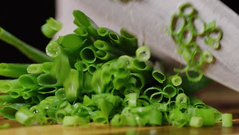 chopping green onion macro shot