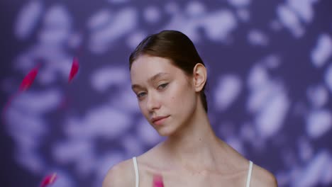 beautiful woman with rose petals