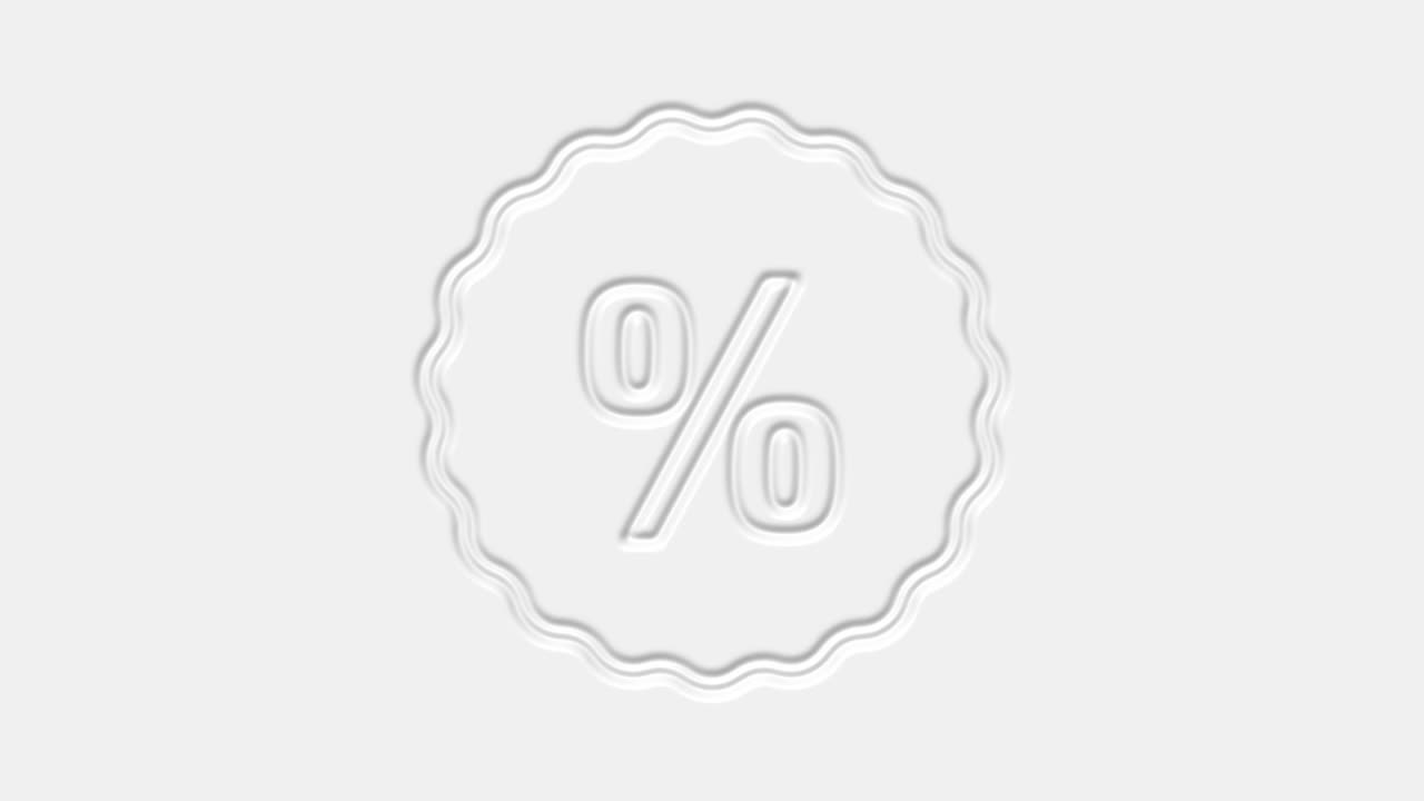 icono de neomorfismo de la etiqueta de porcentaje de descuento aislado en fondo blanco. signo de etiqueta de compras. señal de oferta especial. símbolo de cupones de descuento. 4k