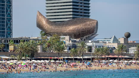 barcelona beach skyline viewed from the port