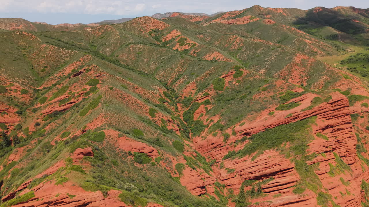Jeti-Ögüz Gorge In The Tian Shan Mountains, Southwest Of The Town Of Karakol, Kyrgyzstan, Central Asia. Aerial Drone Shot