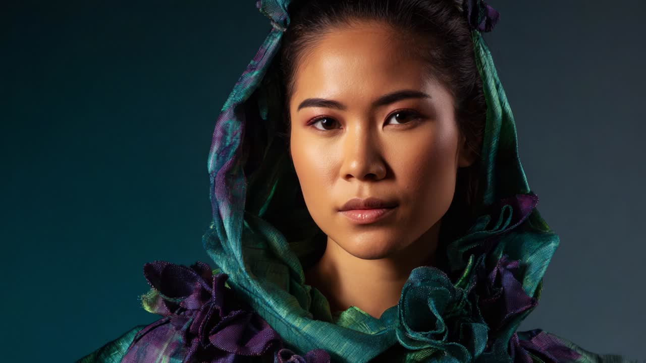 retrato de una mujer con un pañuelo en la cabeza