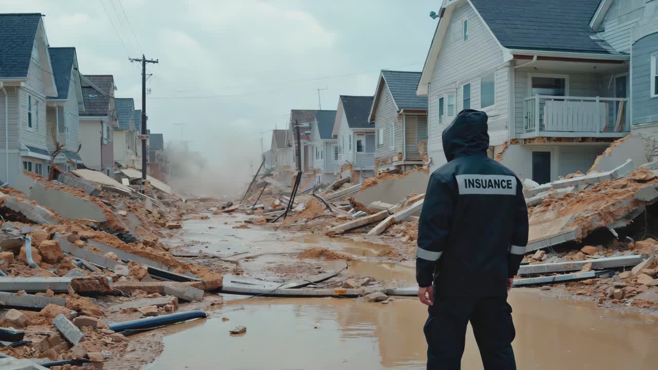 Insurance Inspector Assessing Damage After Natural Disaster