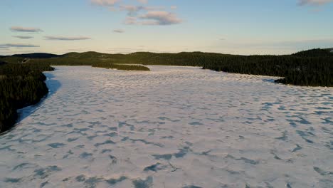 a vast lake starts melting in spring in northern quebec