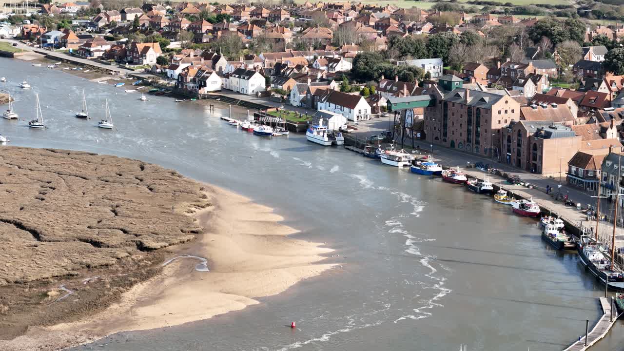 Wells Next to the Sea Norfolk UK drone,aerial quay 4K footage
