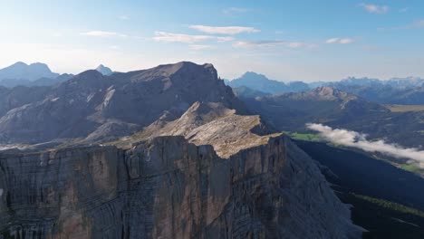 The-majestic-Heiligkreizkofel,-also-known-as-Le-Ciaval,-stands-sentinel-over-Val-Badia,-its-craggy-peaks-and-vertical-cliffs-presenting-a-captivating-display-of-nature's-grandeur