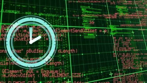 Animation-Der-Tickenden-Uhr-über-Die-Datenverarbeitung-Im-Raster