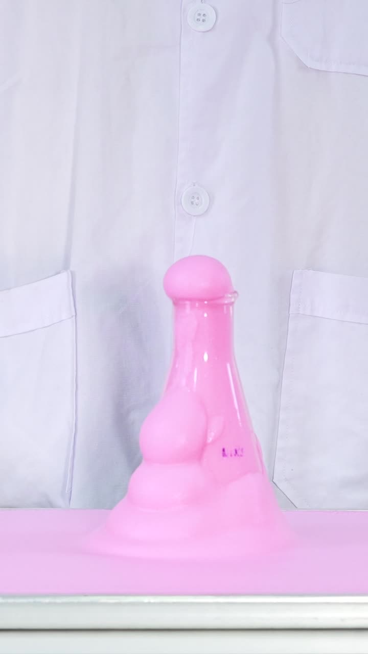 la reacción del catalizador crea una demostración de erupción espumosa