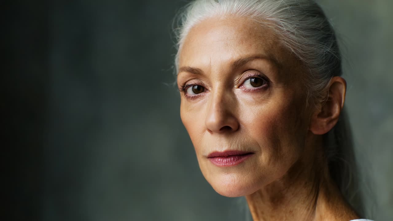 Portrait of a Mature Woman with Gray Hair