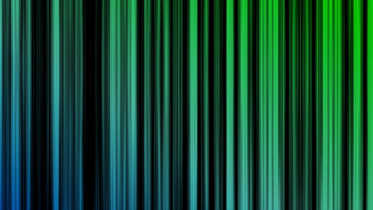 fondo de movimiento con líneas estrechas, patrón a rayas, bucle sin costuras. animación. líneas de gradiente abstractas en movimientos verticales color azul y verde sobre fondo negro