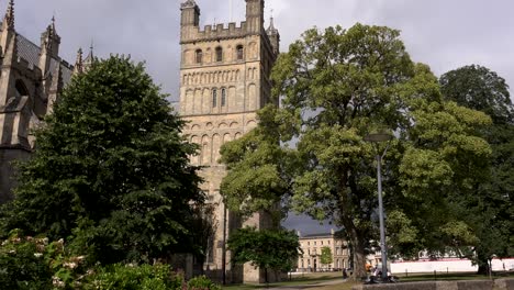 exeter city centre with cathedral uk 4k