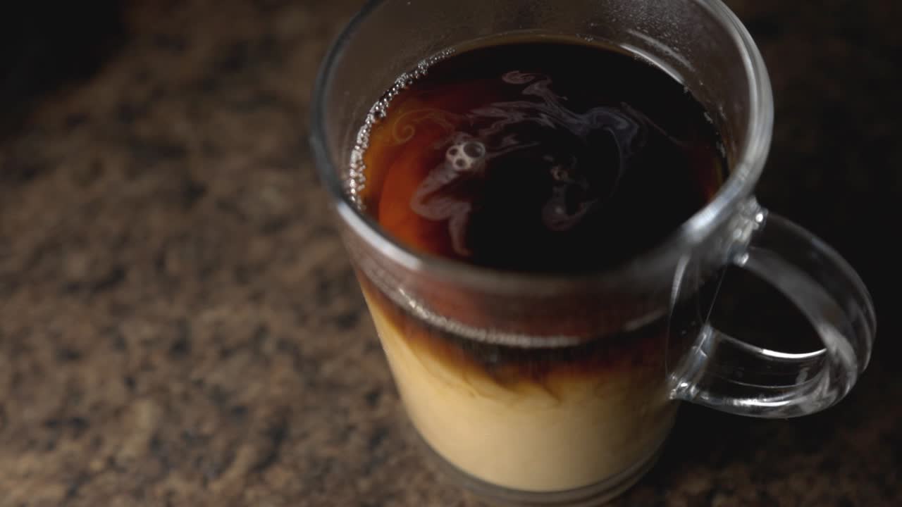 Coffee with Milk in a Glass Mug