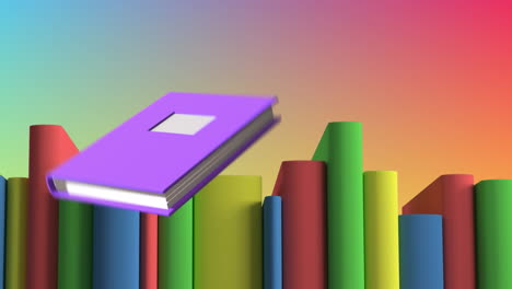 animación de libros coloridos que se mueven sobre un fondo colorido
