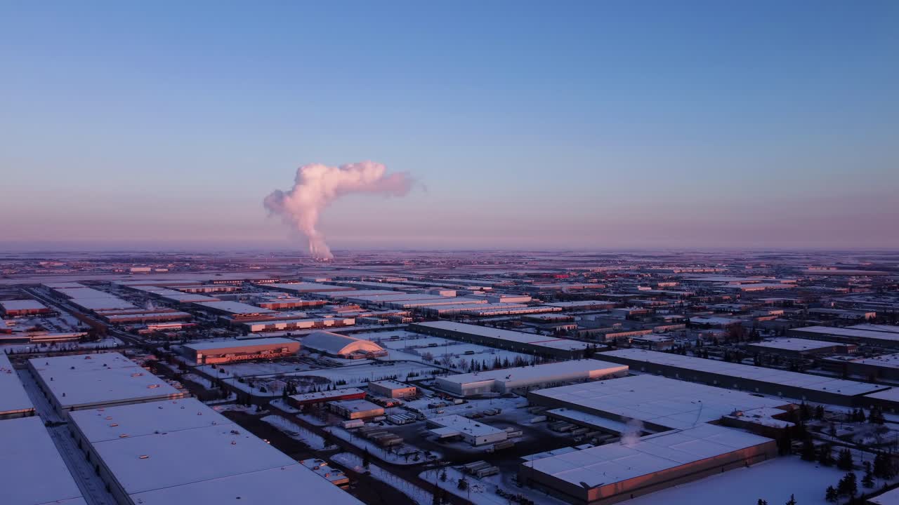 centro de energía shepard en calgary durante el invierno
