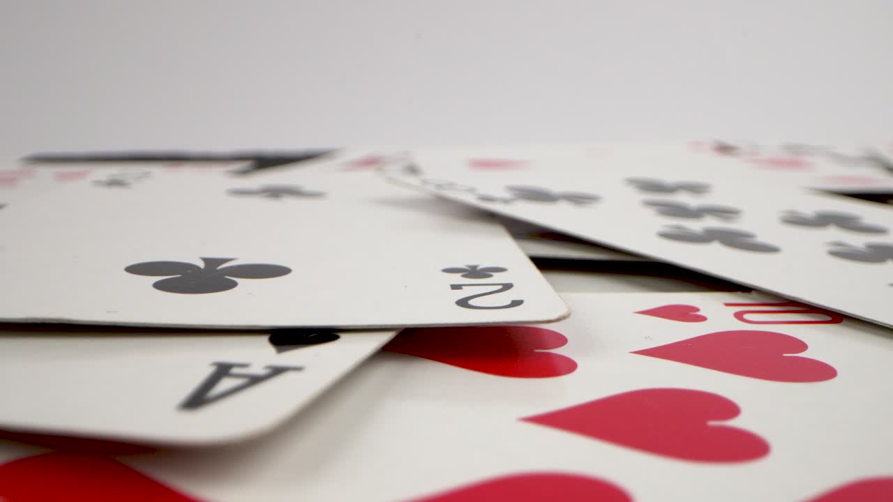 Scattered Playing Cards in Macro Perspective. Probe lens
