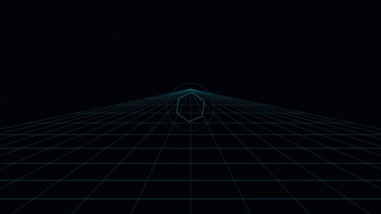 Retro Synthwave-stil gitteranimation med flydende sekskant