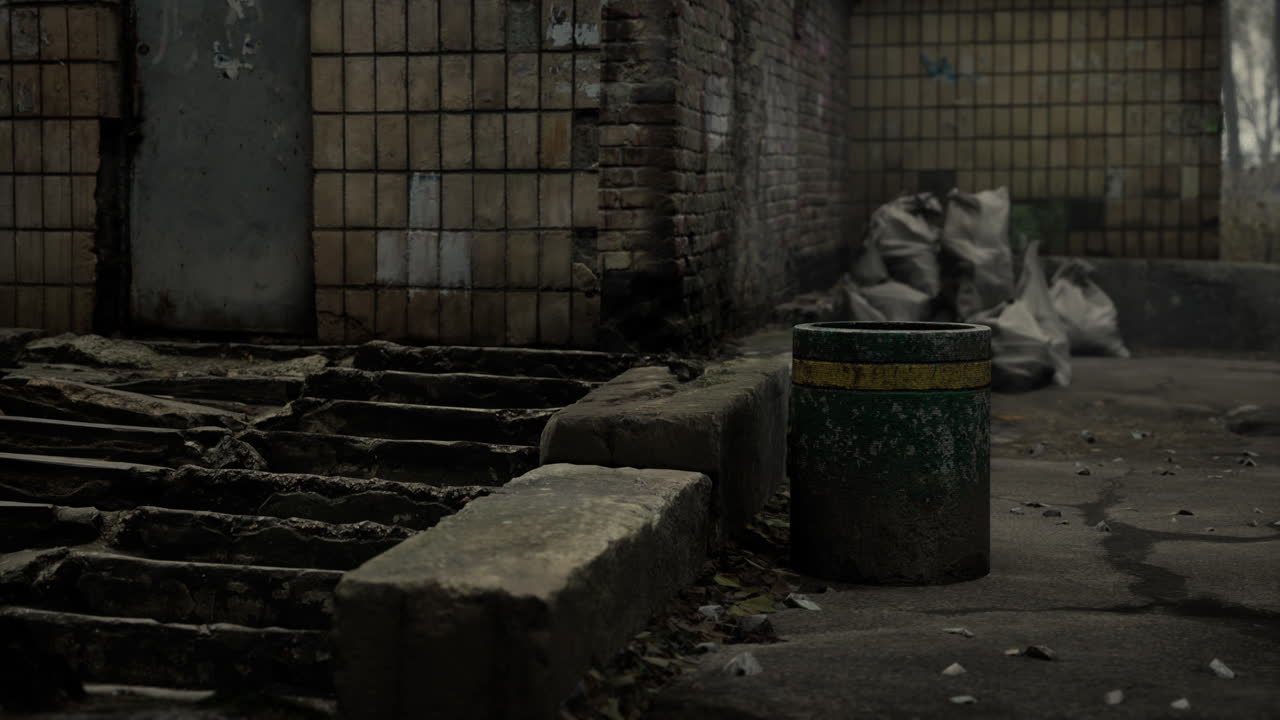 viejos garajes abandonados en el bosque