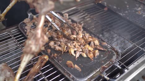 a pile of delicious mutton shards cooked in a frying pan