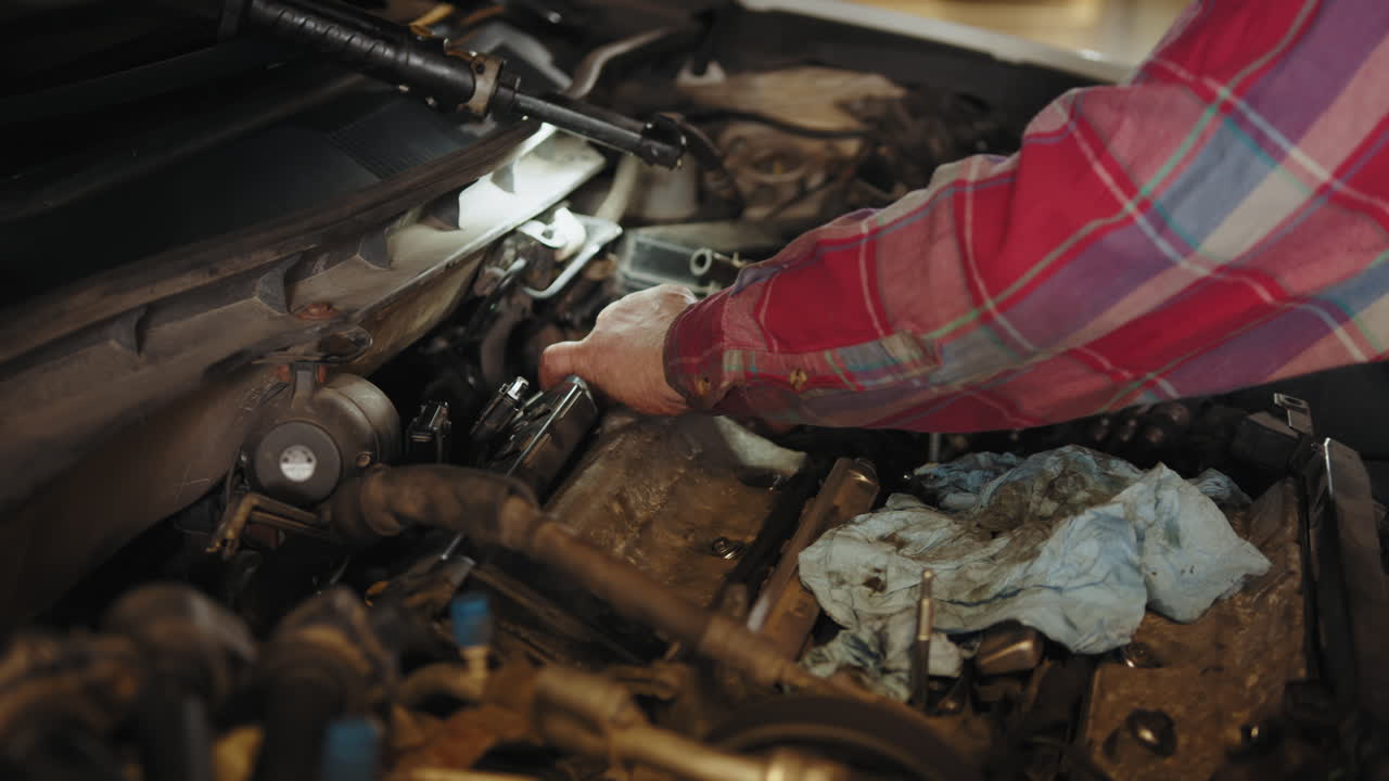 Car Engine Repair by a Mechanic