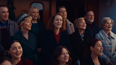 group of people singing