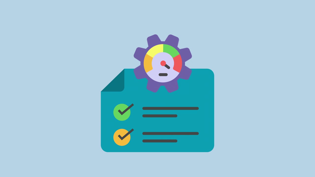 Animated Checklist with Progress Gauge and Gear Icon