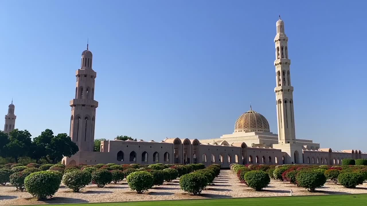 North garden of Sultan Qaboos Grand Mosque in Muscat, Oman