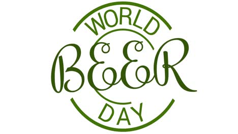 animation of world beer day text over white background