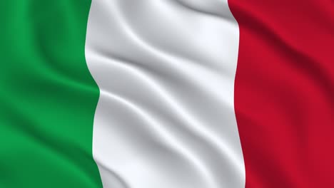 bandera italiana sin costuras animación ondulante suave. maravillosa bandera de italia con pliegues. símbolo de la república italiana