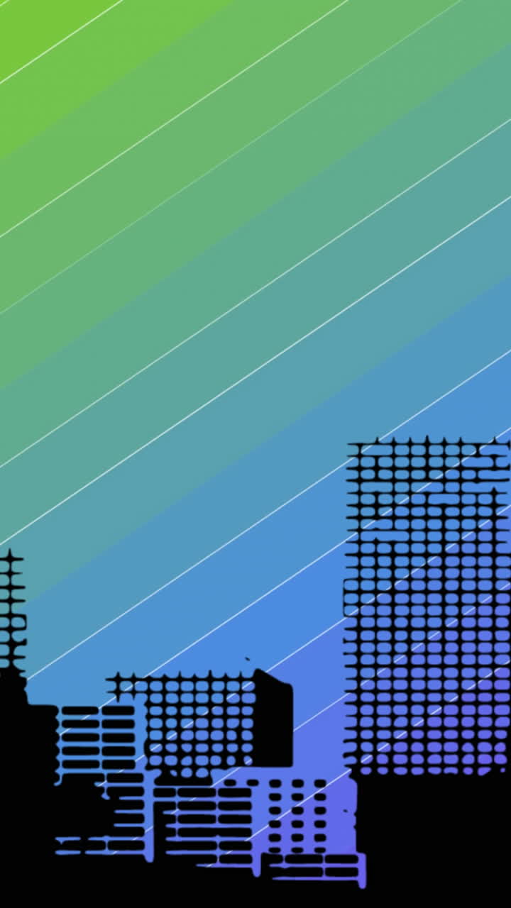 Animazione di un modello di città su arcobaleno