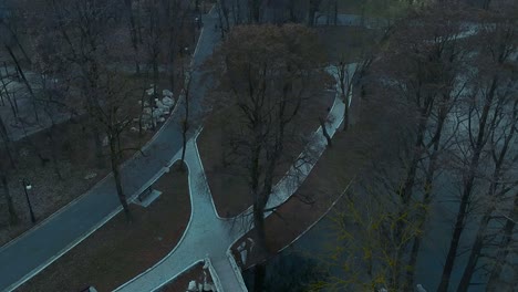 cinematic park paths on a beautiful sunset