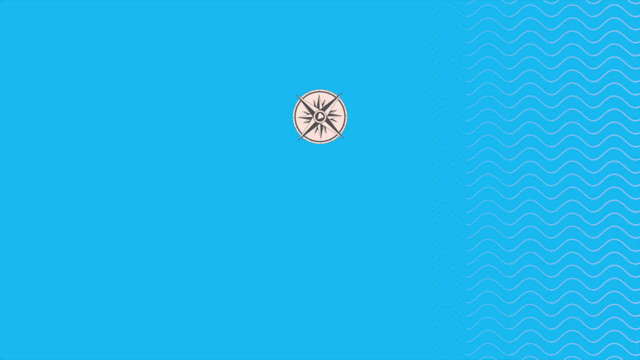 나침반 을 가진 파란 파도 패턴