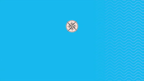 blue waves pattern with compass