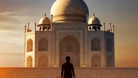 taj mahal at sunset