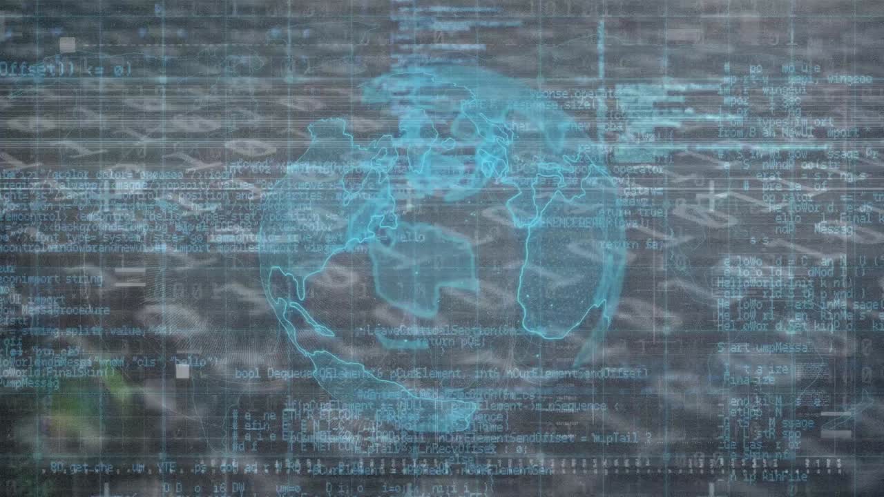 Animation of globe over data processing and