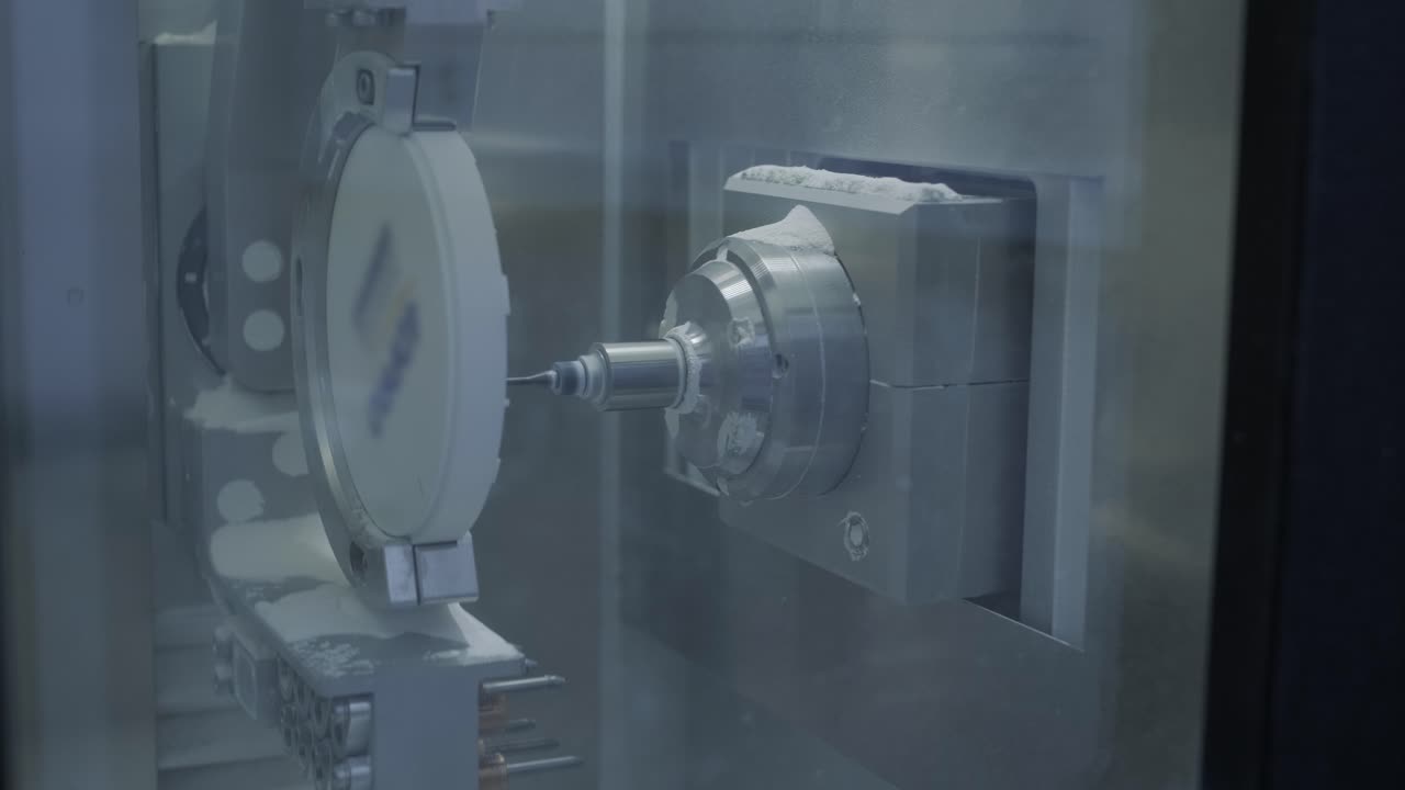 CNC Machine Cutting Zirconia Crowns from Unfired Zirconia