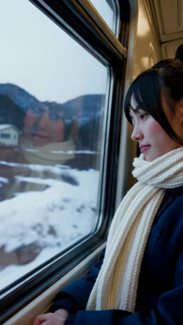 woman sleeping on a train window
