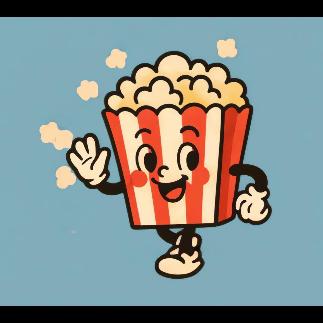 Cheerful popcorn cartoon character animation isolated asset, transparent 4K video, alpha channel