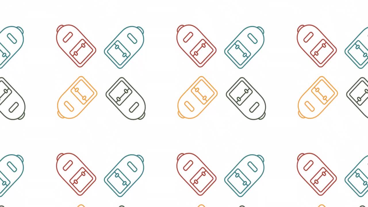 ⁇ 색 배경에 있는 배 ⁇  아이콘 패턴의 애니메이션