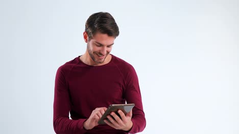 Portrait-of-smiling-man-using-digital-tablet-4k
